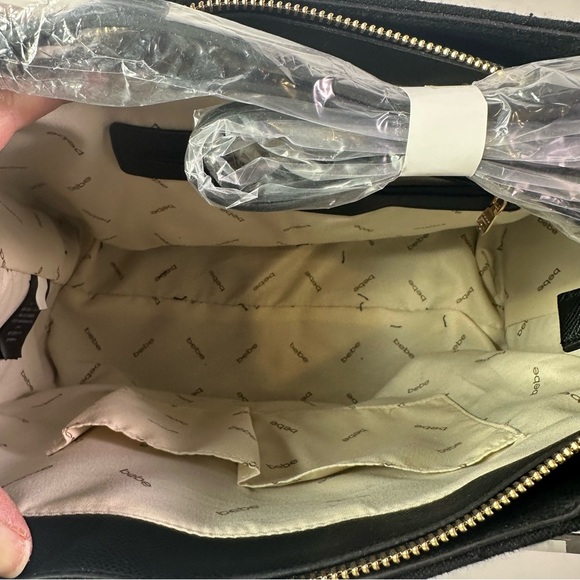 NEW Women’s Bebe Rian Black Canvas Tote Bag w/Gold Studs - Picture 7 of 8